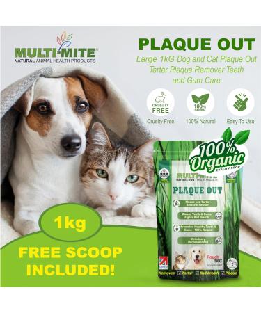 PLAQUE OUT 1KG: Organic Tartar Plaque Remover for Dogs & Cats - Bad Breath, Teeth & Gum Care - Buy Online on GoSupps.com