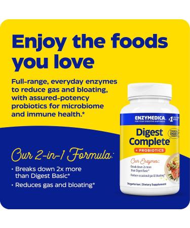 Enzymedica Digest Complete + Probiotics Gentle Digestive Enzymes with 400 Million CFU Active Cultures per Capsule 30 Capsules 30 Count - Buy Online on GoSupps.com