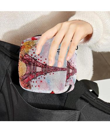 Vintage Paris Eiffel Tower Watercolor Postcard | Women s Menstrual Pad & Cup Storage Bag | Zipper Pocket Organizer - Buy Online on GoSupps.com