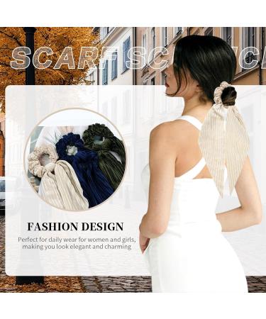 Cinaci 10 Pieces Solid Velvet Hair Ties with Long Ribbon Bow Tail Hair Scrunchies Bands Ponytail Holders Elastics Accessories for Women Girls - Buy Online on GoSupps.com