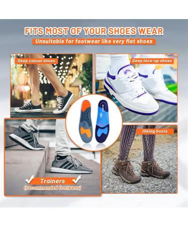 RooRuns Heavy Duty Arch Support Plantar Fasciitis Insoles - Men and Women Orthotic Inserts for Flat Feet, Heel Spurs, High Arches - Size L UK 9.5-11 (30cm) - Buy Online on GoSupps.com