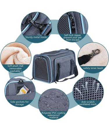Petsfit Expandable Cat Carrier Airline Approved Portable Travel Washable Carrier - Light Grey (S 16x10x9) - Buy Online on GoSupps.com