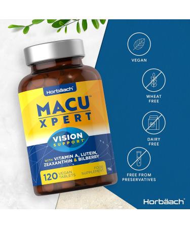 MacuXpert Eye Supplement | 120 Vegan Tablets | Vision Support with Vitamin A, Lutein, Zeaxanthin, and Bilberry - Buy Online on GoSupps.com