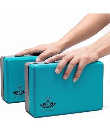 High Density Yoga Blocks 2 Pack with Strap | Support & Improve Poses | Turquoise - Buy Online on GoSupps.com