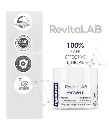 Revitalab Anti-Aging Daily & Night Cream with Hyaluronic Acid Retinol & Vitamin E - UV Protection for Ages 60-75 | 50ml Multipack - Buy Online on GoSupps.com