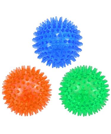 Petizer squeaking dog toys cake playing tools for dogs spiked ball throwing toys for puppies rubber TPR cotton stuff for boredom tooth cleaning for small and medium -sized dogs 3 pieces 9cm orange green blue - Buy Online on GoSupps.com