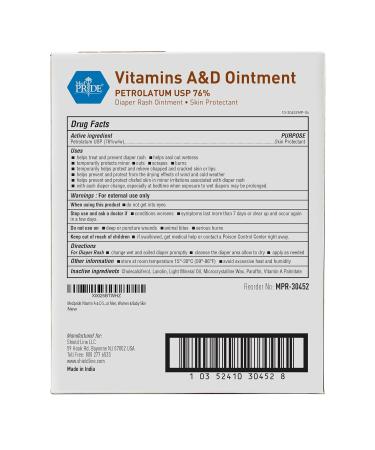 Medpride Vitamin A & D Skin Protectant Ointment | 144 5g Packets for Body Chaffing, Diaper Rash, Cuts, Dry-Cracked Skin | Lanolin & Petrolatum Formula for Men, Women & Babies - Buy Online on GoSupps.com