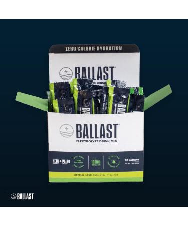 Ballast Zero-Sugar Electrolytes - Citrus Lime Hydration Powder | Keto-Friendly Daily IV | Rapid Rehydration | Element Magnesium Sodium & Potassium - 30 Count - Buy Online on GoSupps.com