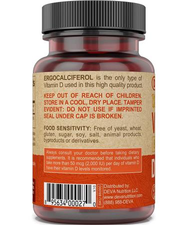 Deva Vegan Vitamin D2 800 IU - 90 Tablets | Non-GMO, Plant-Based Supplement - Buy Online on GoSupps.com