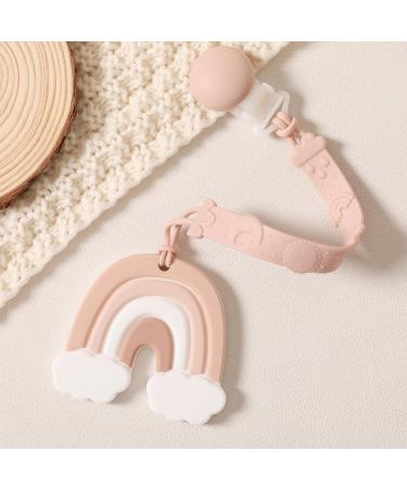 Silicone Pacifier Clip Set of 2 - BPA Free Teether Toys for Boys and Girls - Blush - Buy Online on GoSupps.com