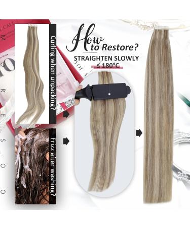Moresoo Tape In Real Hair Extensions - 30 cm Blonde & Light Brown 20 Pieces Remy Invisible Hair Extensions #p9a/60 - Buy Online on GoSupps.com