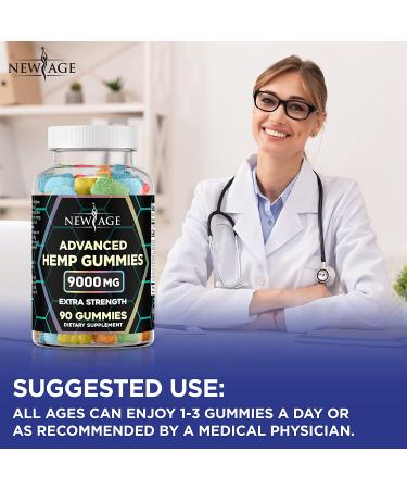 New Age Naturals Advanced Hemp Big Gummies 9000mg - 360 Natural Hemp Oil Infused Gummies - Pack of 2, 180 Count Each - Buy Online on GoSupps.com
