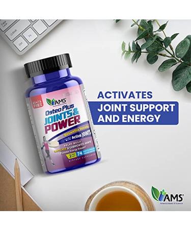 Osteo Joint & Power Supplement - America Medic & Science | 74 Caplets for Joint Health Metabolism & Cartilage Support with Boswellia MSM Collagen & Ginseng - Buy Online on GoSupps.com