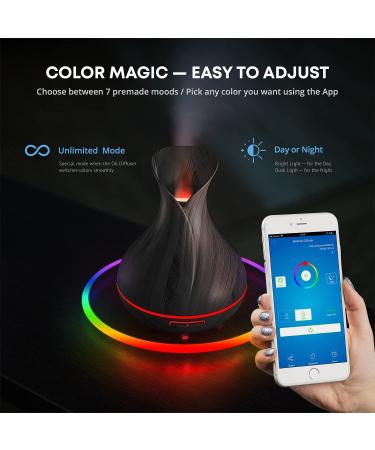 400ml Smart WiFi Ultrasonic Diffuser & Humidifier with Alexa & Google Home Control - Dark Brown - Buy Online on GoSupps.com