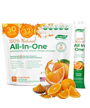 Dr. Nick's Multivitamin Powder for Women 30 Pack Orange Splash Multivitamin for Women with 32 Vitamins and Minerals Sugar Free Non-GMO Vegan Gluten-Free Potent Probiotics Antioxidant