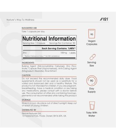 Zinc Picolinate 100mg - Immune Suport Elemental Zinc Picolinate - 90 Vegan Capsules (3 Months Supply) - Resealable and Recyclable Pouch by Alpha01 - Buy Online on GoSupps.com
