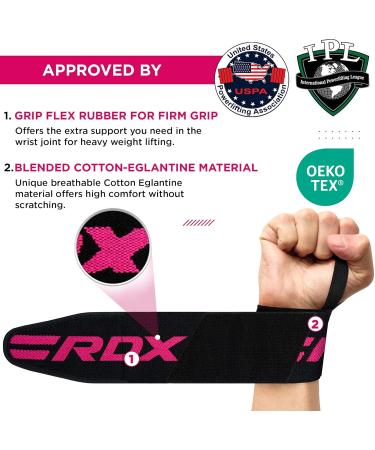 RDX Wrist Bandages for Fitness & Strength - IPL UPA Approved 45cm Wraps for Weightlifting | Men s Training Aid in Pink & Black - Buy Online on GoSupps.com