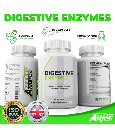 Plant-Based Digestive Enzyme Supplements - 180 Capsules for Gut Health - Buy Online on GoSupps.com