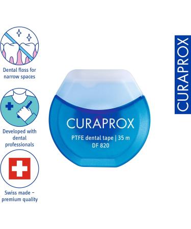 Curaprox Dental Tape DF 820 PTFE - Tear-Resistant Coated Tape for Narrow Gaps 35m Pack | International Shipping - Buy Online on GoSupps.com