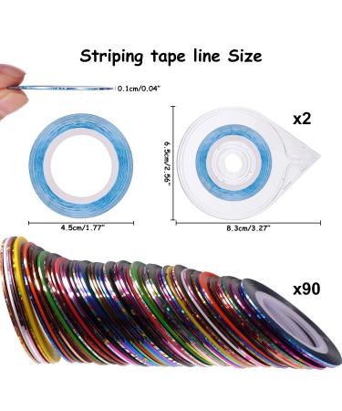 90-Pieces Nail Striping Tape Line Set - 30 Mixed Colors Rolls for DIY Nail Art with 2 Tape Dispensers - Buy Online on GoSupps.com