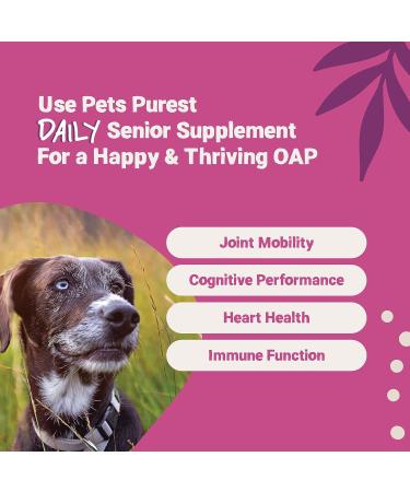 Pets Purest Senior Dog Supplement - Vitality, Joint, Brain, Heart, & Immunity Support - Omega 3, 6, 9 - Dogs, Cats, Pets - Buy Online on GoSupps.com