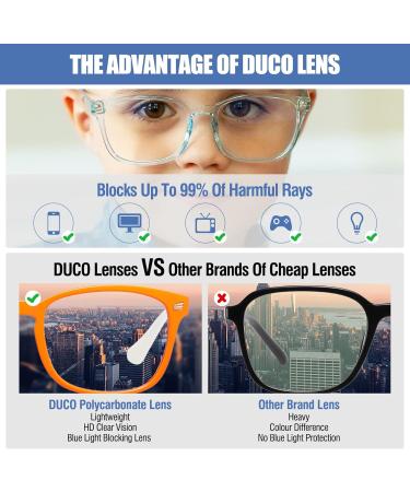 Shop Duco TR90 Blue Light Blocking Glasses for Kids | Anti-Glare Gaming Glasses for Boys & Girls (Ages 5-10) - K028 Orange/White - Buy Online on GoSupps.com