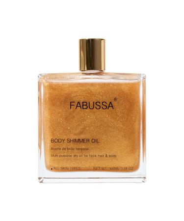 Body Shimmer Oil | Hydrating & Illuminating Highlighter for Face Body & Hair 3.38 Fl Oz Gold 3.38 Fl Oz (Pack of 1)