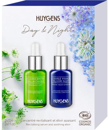 HUYGENS Organic Certified Day & Night Duo - Face Serums for All Skin Types - 100% Natural & Vegan - Made In France - Buy Online on GoSupps.com