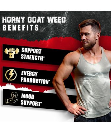 Horny Goat Weed Capsules 14000mg Herbal Equivalent with Maca, Tribulus, Ginseng - Performance & Energy Support - Buy Online on GoSupps.com