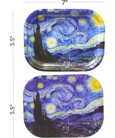 Starry Night Van Gogh Magnetic Rolling Tray - Small Metal Tray for Smoking Accessories - Cute Gift Idea - 7 x 5.5 - Buy Online on GoSupps.com