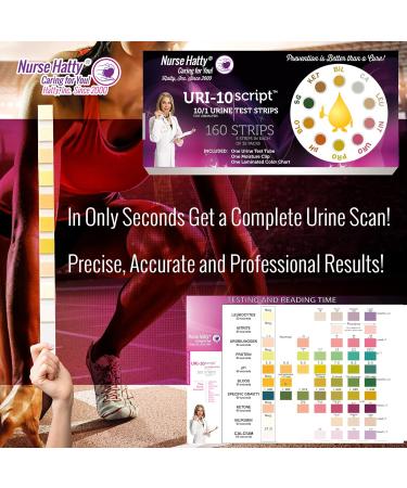 Nurse Hatty 10 Parameter Urine Test Strips - 160ct. Kit for Leukocytes, Nitrites, Protein, pH, Ketone, Bilirubin, Calcium & More | Test Tube Moisture Clip, Waterproof Chart Included - Buy Online on GoSupps.com