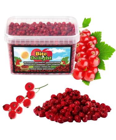Bite & Delight 200g Freeze Dried Red Currants Sour Crunchy Healthy Snack No Added Sugar Bucket
