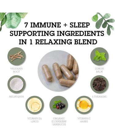 Quantum Health Sleep Immune Support Supplement Melatonin 2mg L Theanine & Valerian Root Plus Elderberry Vitamin C & D Immunity Boost 30 Capsules - Buy Online on GoSupps.com