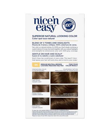 Clairol Nice'n Easy 5N Medium Neutral Brown Hair Dye - Pack of 3 - Buy Online on GoSupps.com
