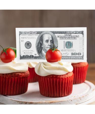 SYKYCTCY 50 Pack Edible 100 Dollar Bill Image Cake Toppers Wafer Paper Fake Money Cake Picks Baby Shower Dollar Birthday Anniversary Cake Decorations Party Supplies Color-01 - Buy Online on GoSupps.com