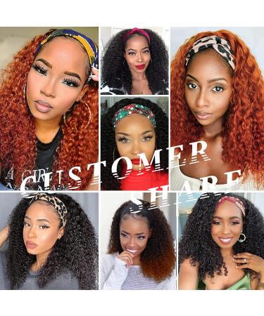 Ginger Orange Short Curly Headband Wig for Black Women - 12 Inch 350# Afro Curly No Lace Front Wig - Heat Resistant Fiber Hair Cosplay Wig - Buy Online on GoSupps.com