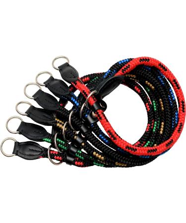 Black-Green HandMade Strong Rope Rolled Slip Dog Choker Choke Collars with black leather (27.5") - Buy Online on GoSupps.com