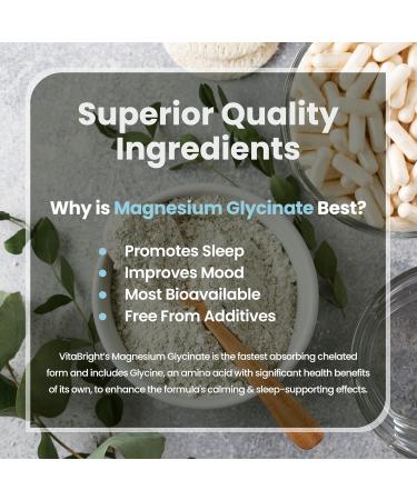 High Strength Magnesium Glycinate 1500mg - 180 Vegan Capsules - 3 Month Supply - Made in UK by VitaBright - Buy Online on GoSupps.com