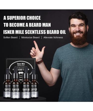 Isner Mile Beard Oil 4 Pack - Natural Unscented Beard Conditioner & Growth Oil for Men, Perfect Stocking Stuffer Gift - Buy Online on GoSupps.com