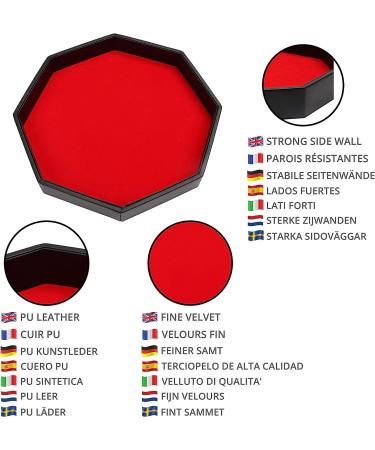 Belle Vous Black PU Leather and Red Velvet Octagon Rolling Dice Storage Tray - Dice Holder Box for Table Games Like RPG and DND/D&D - Catchall Tray for Jewelry - Buy Online on GoSupps.com