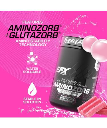 EFX Sports Aminozorb Elite 21 | PH-Correct, Full Spectrum Aminos + Glutamine | Essential & Non Essential Aminos | Zero Sugars | 30 Servings (Pink Bubblegum) - Buy Online on GoSupps.com