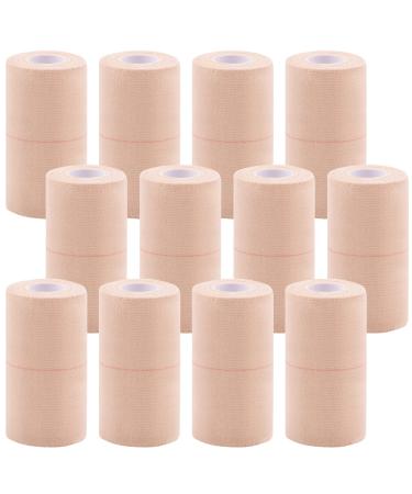 BQTQ 12 Rolls Elastic Tape Adhesive Elastic Bandage Wrap 4 inch Stretch Bandage Wrap Wound Wrap Tape Elastic Adhesive Tape Wrap Bandages for Wrist Ankle Swelling Sprains