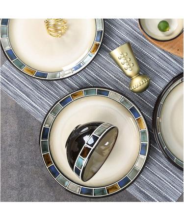 Dinner Plates 20-Piece Kitchen Dinnerware Set Durable Ceramic Dinner Plate Sets Checkered Pattern Plates Set & Dishes Set Plates Dishes Bowls Service for 4 Plates Kitchenware - Buy Online on GoSupps.com