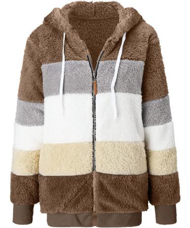Hanxiulin Women's Oversized Plush Jacket - Breathable Winter Coat & Hoodie in Khaki | Stylish Casual Fashion for Autumn & Winter - Sizes Up to 4XL - Buy Online on GoSupps.com