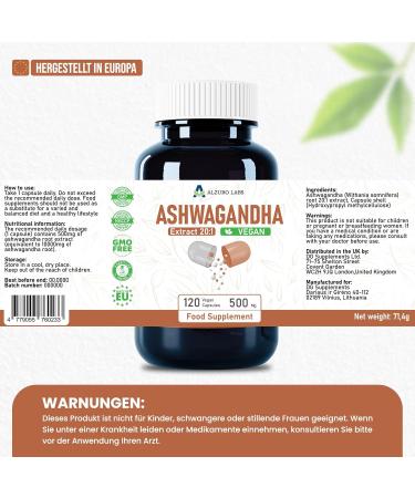Ashwagandha | 10 000 mg quivalent (500 mg d'extrait 20:1) | 120 capsules v g taliennes | Soutien au stress l' nergie et au sommeil | 4 mois de stock | Test en laboratoire | Certifi  - Buy Online on GoSupps.com