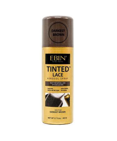 EBIN NEW YORK TInted Lace Spray - Darkest Brown 2.7oz/ 80ml Quick dry Water Resistant No Residue High pigmentation Even Spray Matching Skin Tone Natural Look Tinted Spray for Wig 2.7 Fl Oz (Pack of 1) Darkest Brown