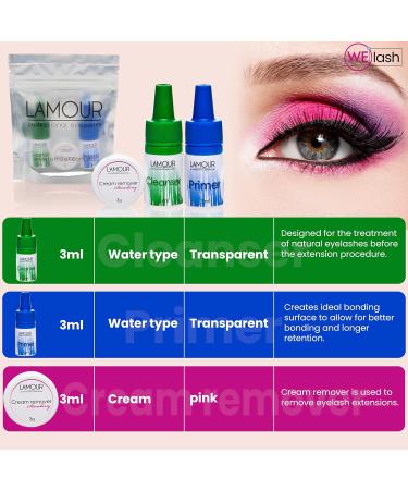 Eyelash Extension Kit - 3-in-1 Cleanser & Pre-Treatment | Lamour Lash Primer & Extension Cream Remover for Long-Lasting Eyelashes - Buy Online on GoSupps.com