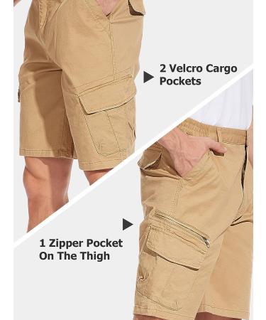 TACVASEN Men's Cotton Cargo Golf Shorts - Classic-Fit Casual Shorts with 7 Pockets, Khaki 34 - Buy Online on GoSupps.com