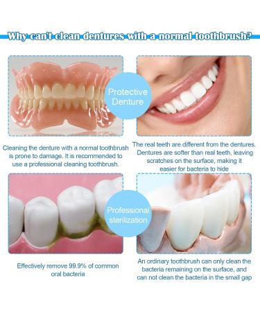 6-Piece Hard Prosthesis Brush Set - Ergonomic Double Bristle Denture Cleaning Toothbrushes for Artificial Teeth Care - Buy Online on GoSupps.com