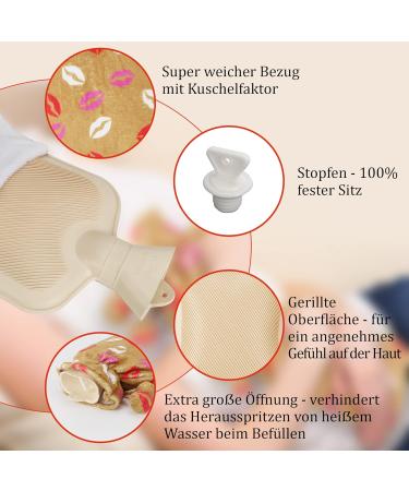 KUFL 2L Hot Water Bottle - Rubber & Soft Fleece Cover - Relieves Pain & Cramps - Ideal for Warmth on Cold Days - Beige - Buy Online on GoSupps.com